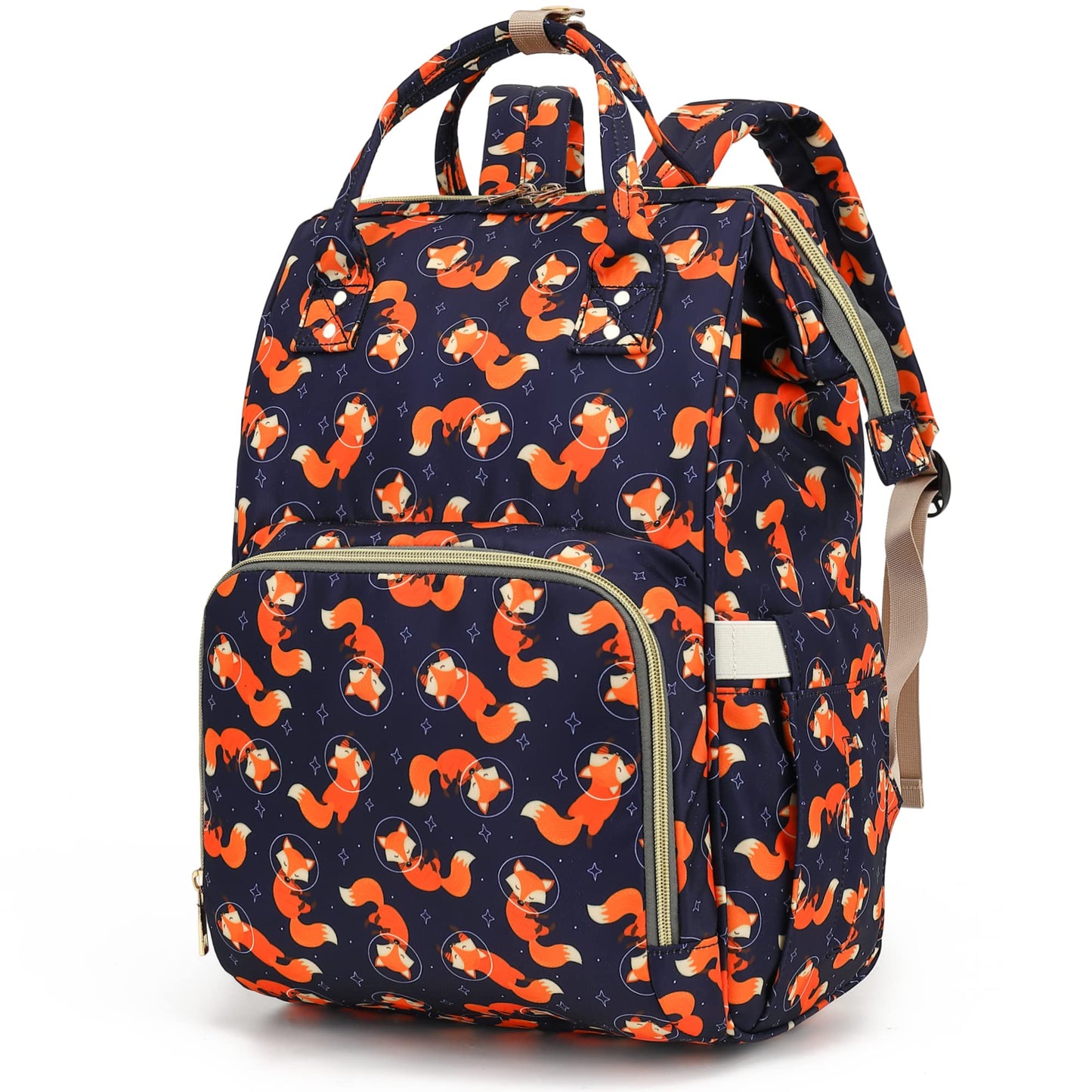 Xunteny Fox Baby Diaper Bag Backpack for Girls Boys, Waterproof Large Maternity Nappy Bags for Mom