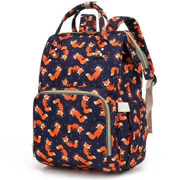 Xunteny Fox Baby Diaper Bag Backpack for Girls Boys, Waterproof Large Maternity Nappy Bags for Mom