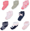 Luvable Friends Baby Boys Newborn And Terry Socks, Pink Scroll, 6-12 Months Us