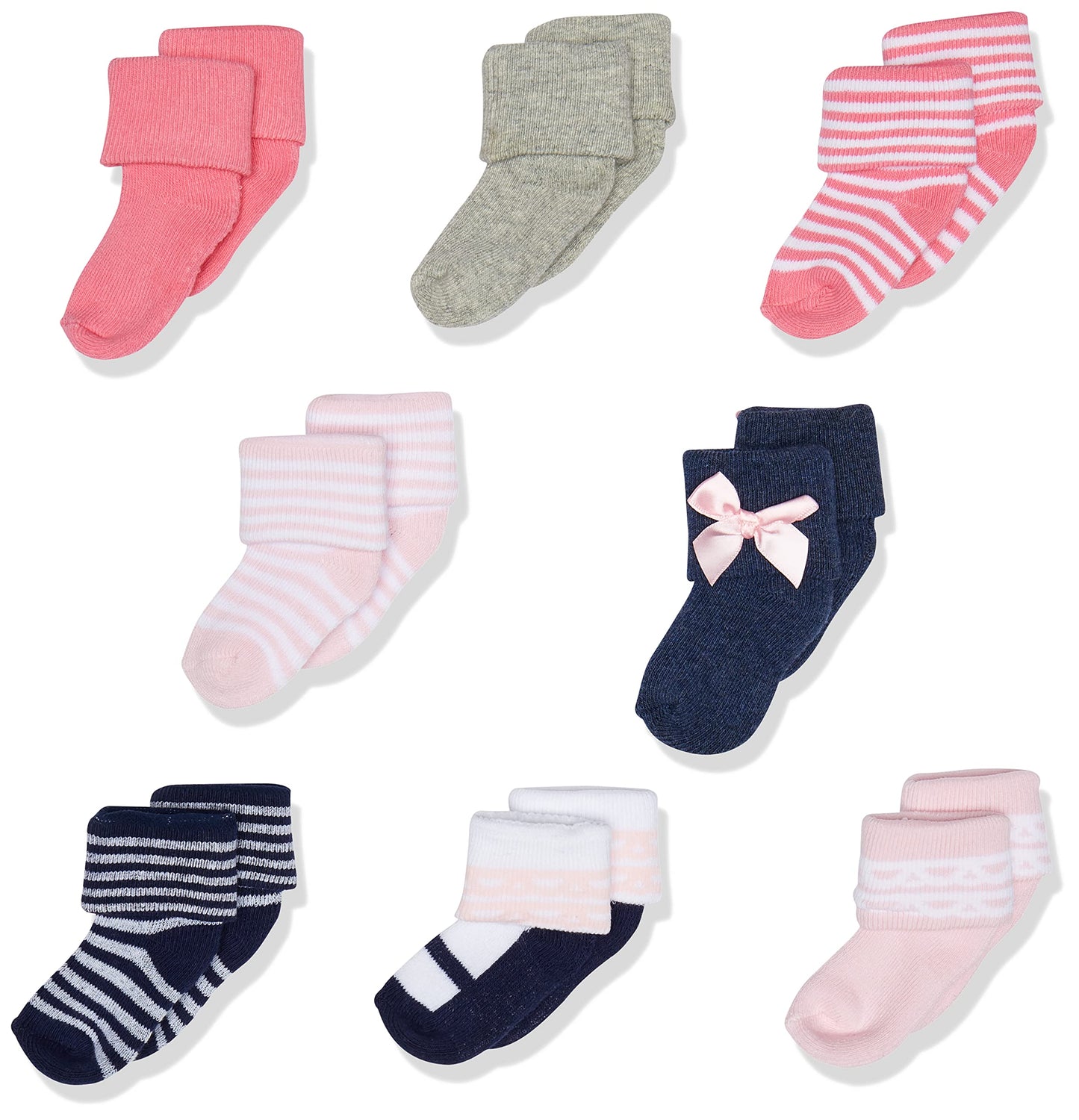 Luvable Friends Baby Boys Newborn And Terry Socks, Pink Scroll, 6-12 Months Us