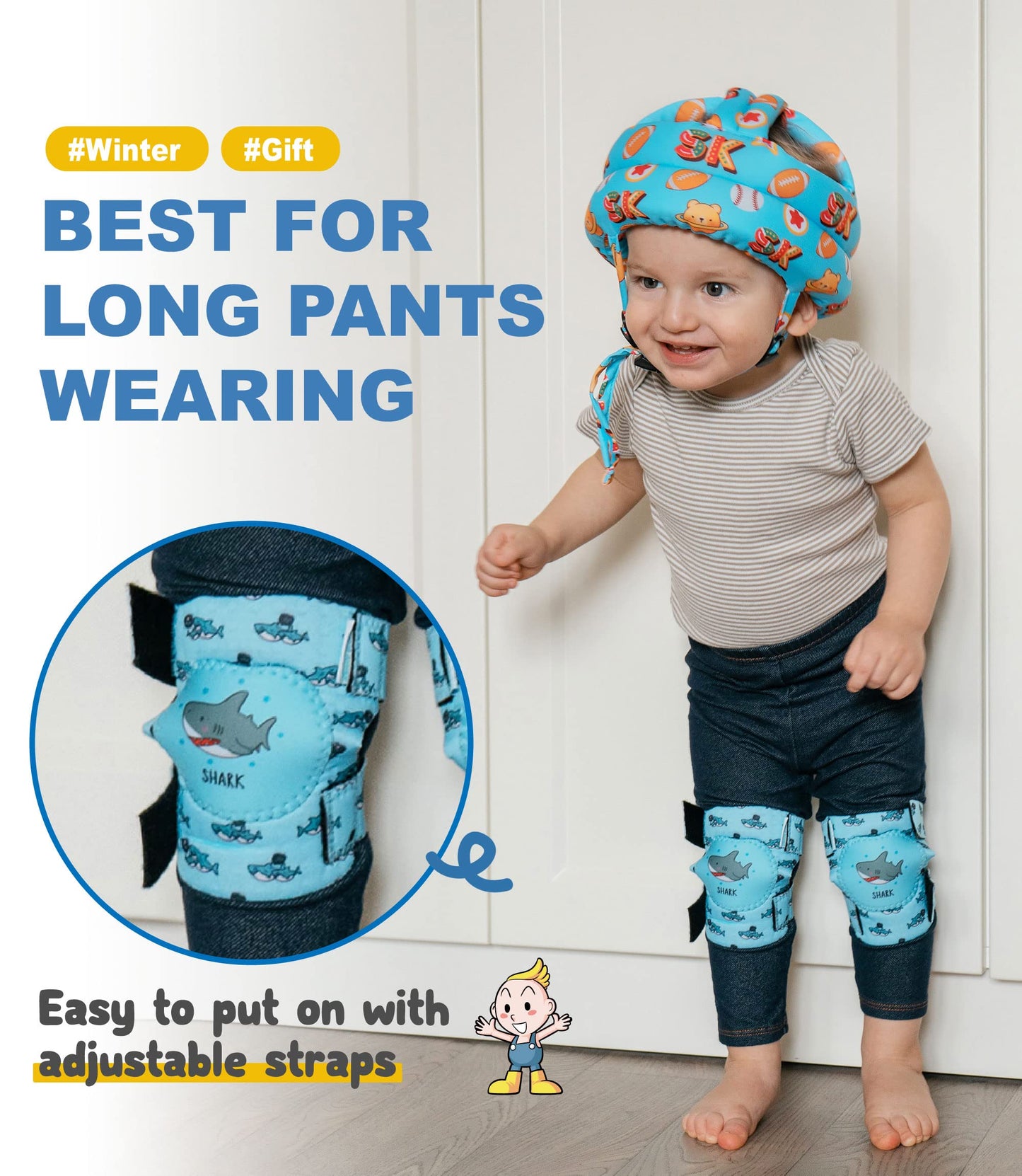 Simply Kids Baby Crawling Knee Pads (2 Pairs), Rodilleras para Bebe - Comfortable Knee Protector for Toddler, Infant, Girl, Boy,