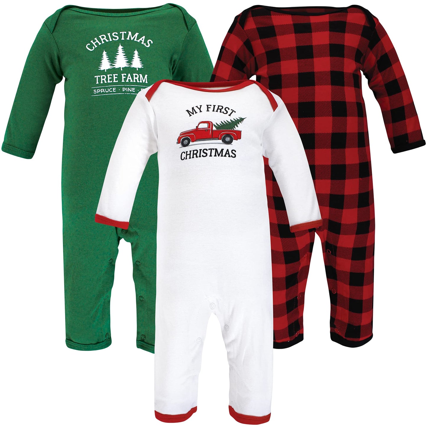 Hudson Baby Unisex Baby Cotton Coveralls Christmas Tree, 6-9 Months