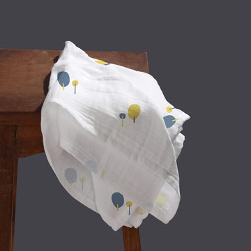Haber Traditional Baby Muslin Bath Towel Organic Indian Cotton 4 Layer, EcoConscious & Safe Printed Muslin Cloth Towels (70X100