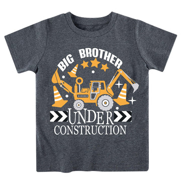 Funnycokid Big Brother Shirt 4T 3T Boys Promoted To Big Brother Backhoe Loader Construction Digging It T-Shirt Black Size 4 Preg