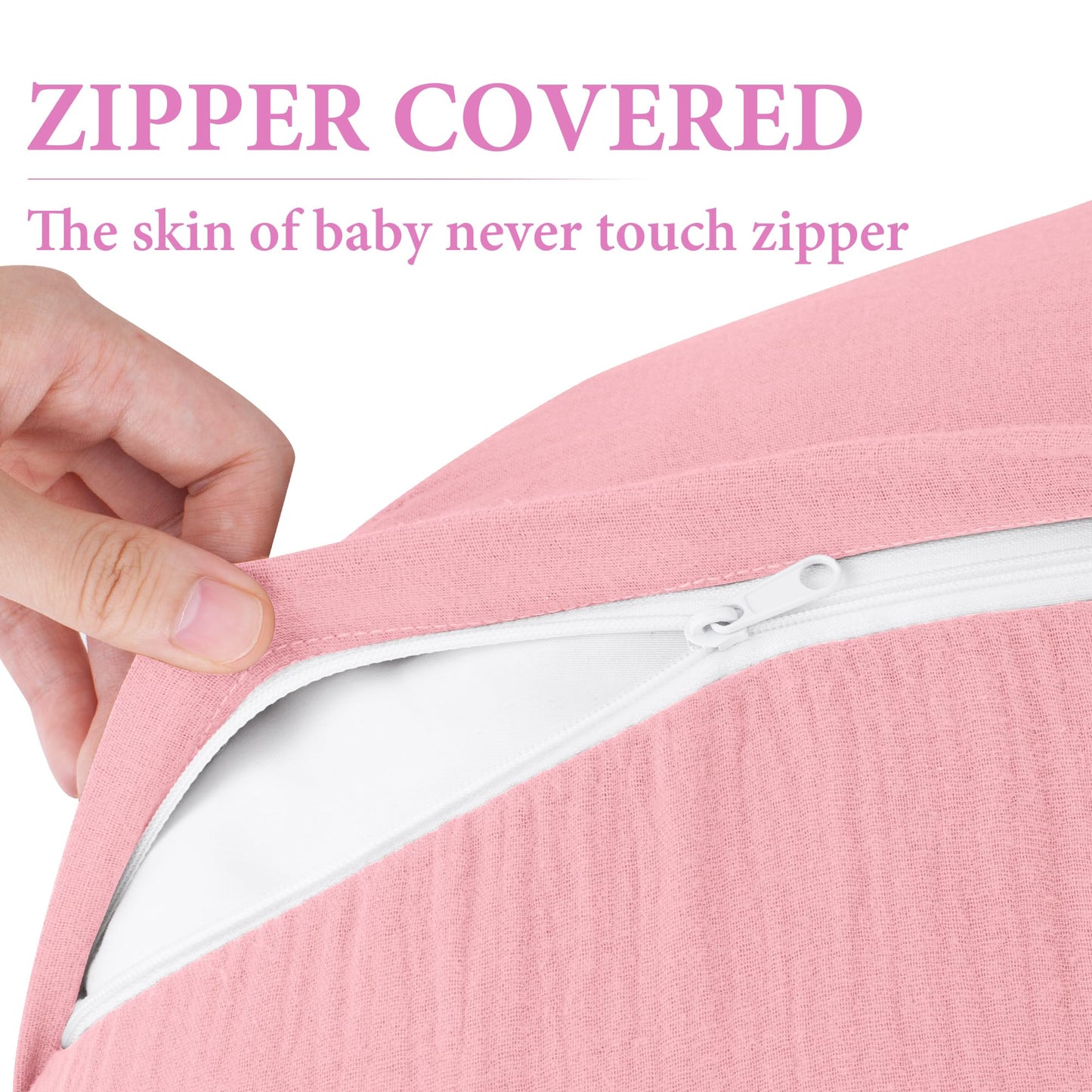 Pro Goleem Muslin Nursing Pillow Cover, 100% Cotton Soft Breathable Feeding Pillow Slipcover For Breastfeeding Moms, Fits Standa