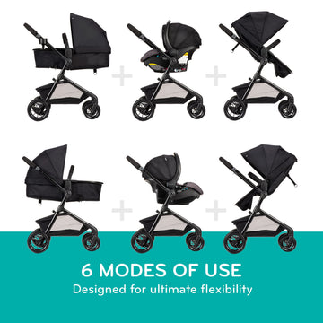 Evenflo Pivot Modular Travel System With Litemax Infant Car Seat With Anti-Rebound Bar (Casual Gray)