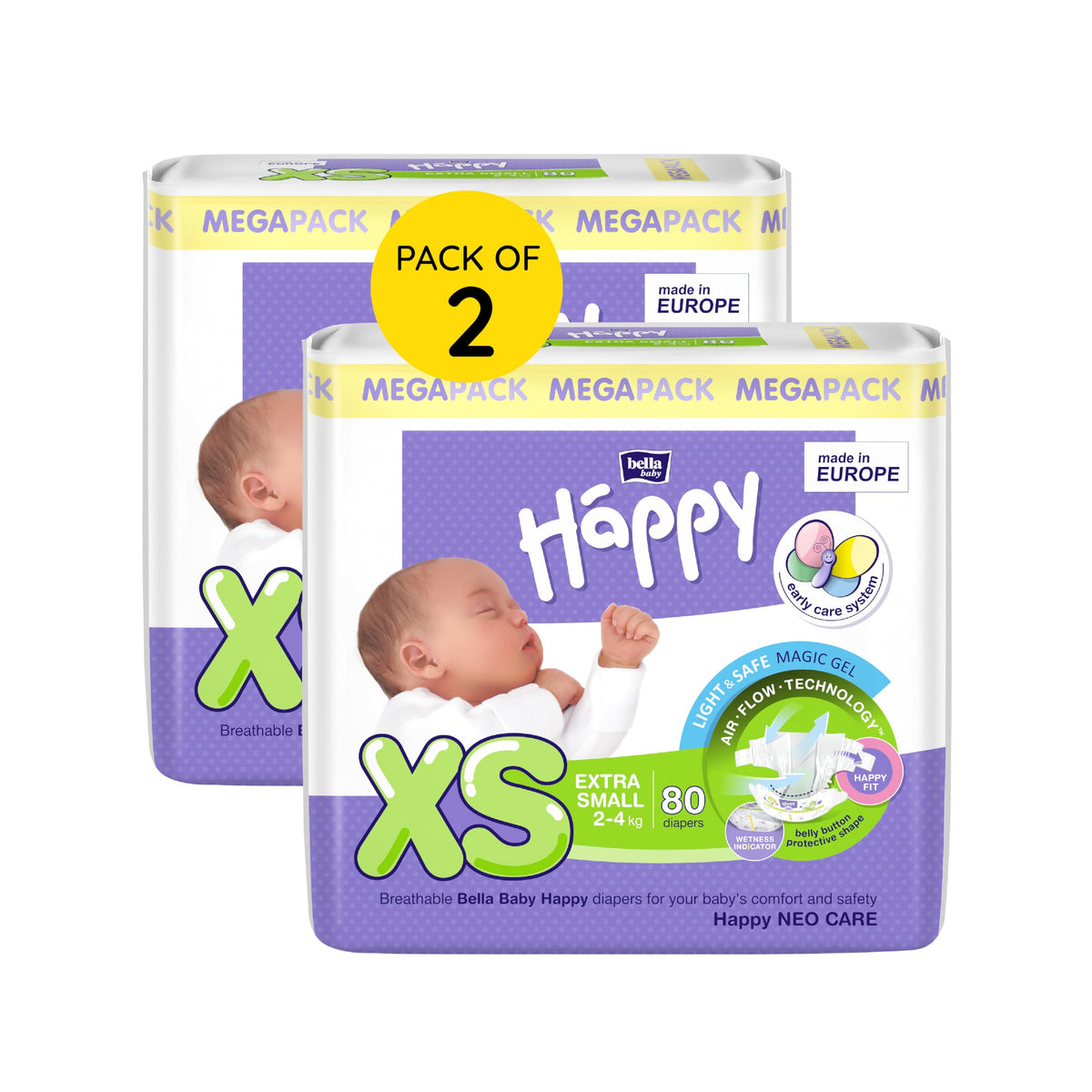 Bella Baby Happy Diapers For Baby | Breathable, Leakage Protection | Rash Free, Quick Absorption Layer For Dry Feeling | Wetness
