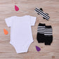 3Pcs Outfit Set Newborn Toddler Baby Girl Clothes Romper+ Leg Warmers+ Bow Headband (100(12-18M), White)