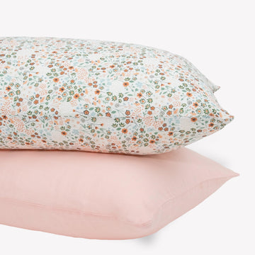 Little Unicorn Standard Pillowcase 2 Pack | Super Soft & Breathable Muslin Fabric | Snug Envelope Closure (Petal Press)