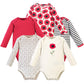 Touched By Nature Baby Organic Cotton Long-Sleeve Bodysuits, Poppy, 6-9 Months