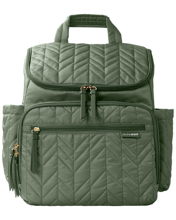 Skip Hop Diaper Bag Backpack: Forma, Multi-Function Baby Travel Bag With Changing Pad & Stroller Attachment, Sage