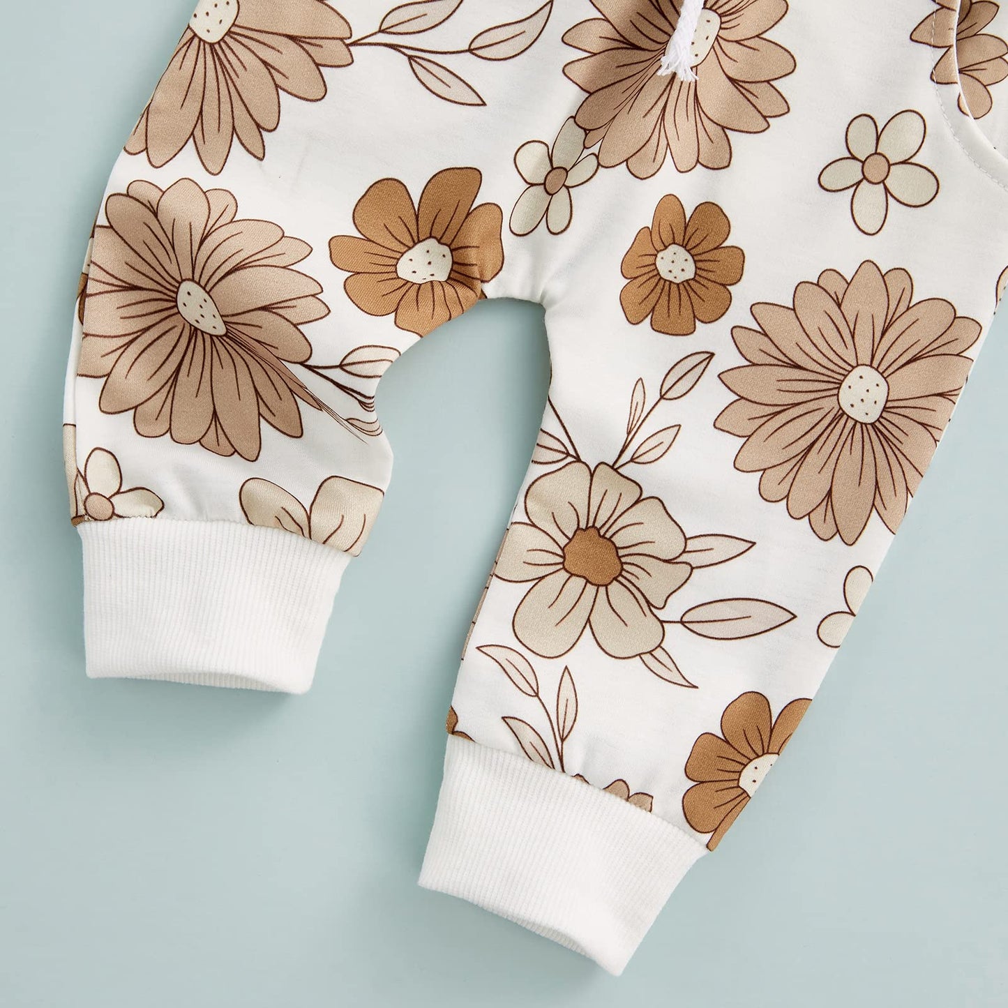 3Pcs Baby Girl Outfits Floral Sweatshirt + Pants + Headband Infant Fall Winter Clothes White 2-3T