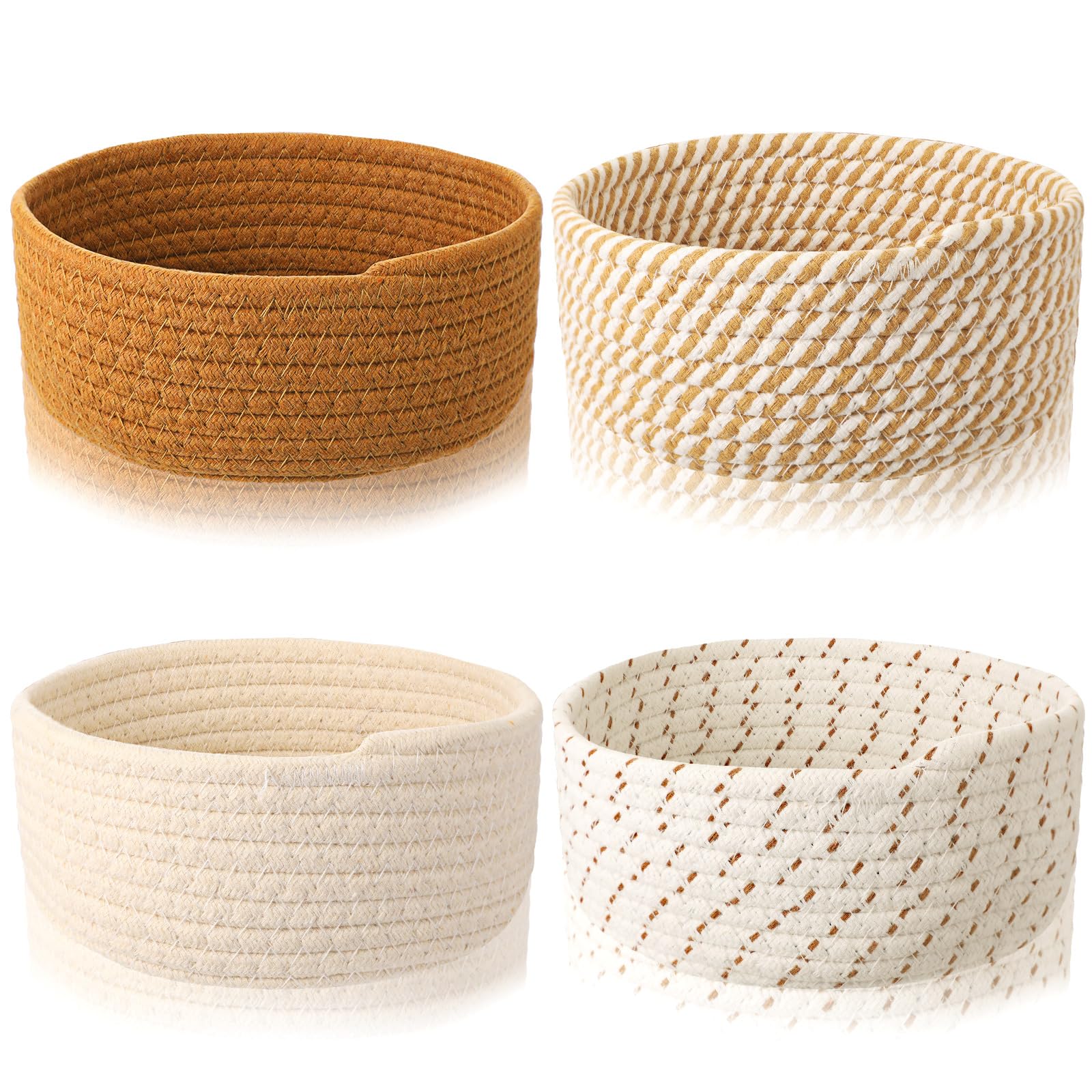 Boao 4 Pcs Small Storage Cotton Rope Woven Baskets for Gifts Empty Boho Shelf Closet Storage Bins Gift Cute Baby Basket Nursery 
