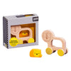 Petit Collage Lion and Baby Wooden Push Toy - Cute Wooden Rolling Toy Ideal for Ages 12 Months and Older - Active Toy Encourages