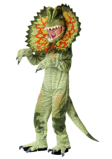 Fun Costumes Realistic Dilophosaurus Costume for Kids - Dilophosaurus Dinosaur Jumpsuit for Boys - Child Jurassic Cosplay Outfit