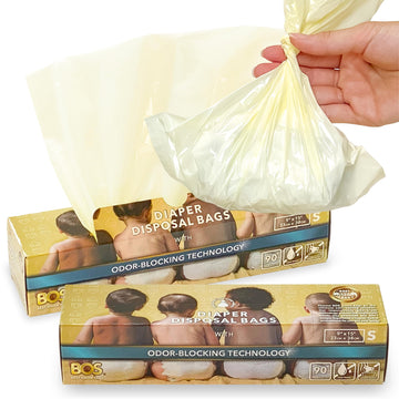 BOS Odor-Sealing Dirty Diaper Trash Bags - Scent & Smell Free (Color: Cream Yellow) (Pack of 2)