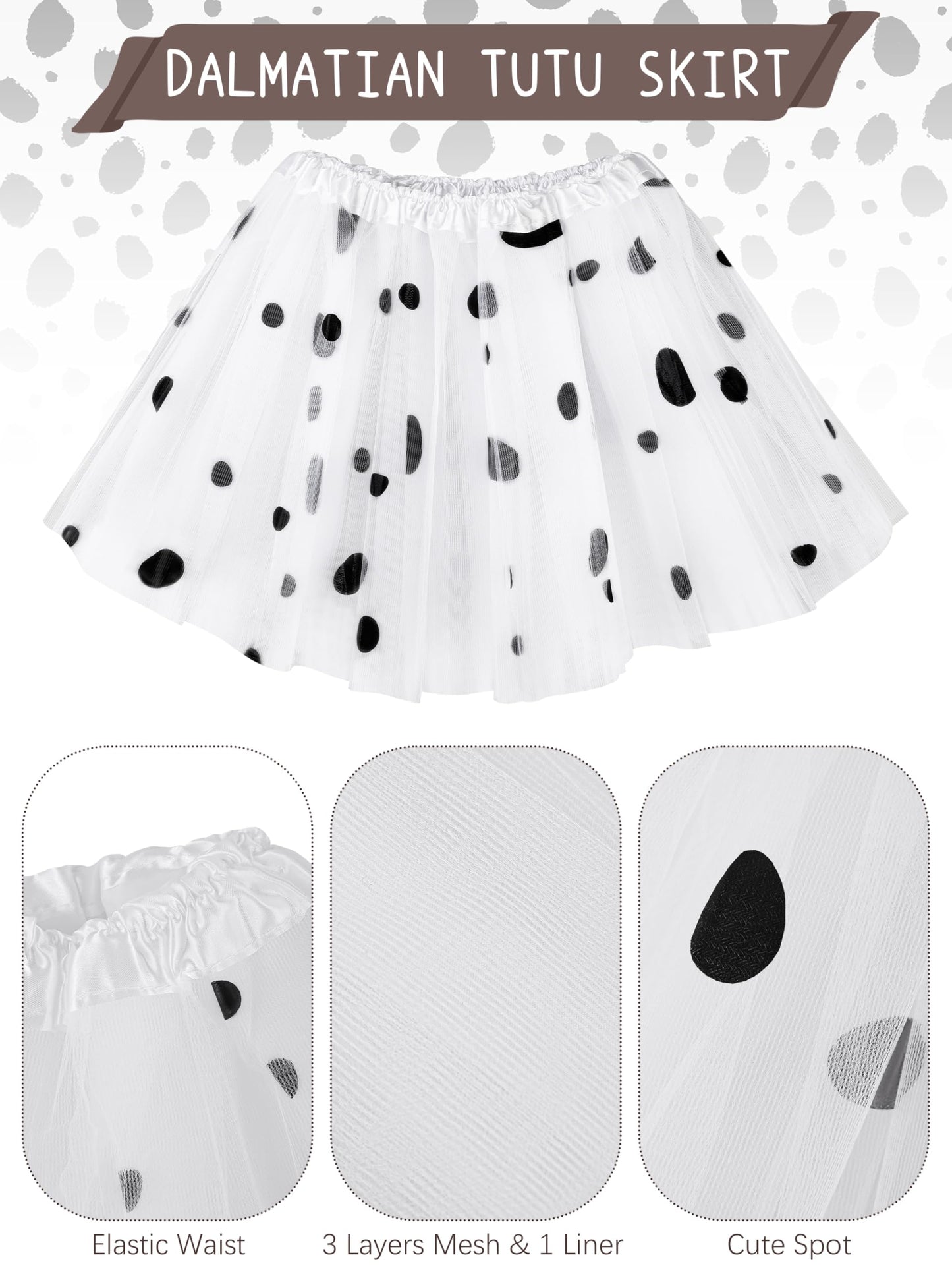 Fancyfun 100 Days Of School Dalmatians Costume Kids, Girl Cotton Costume Dalmatians Dog Outfit Set T-Shirt Tutu Leggings