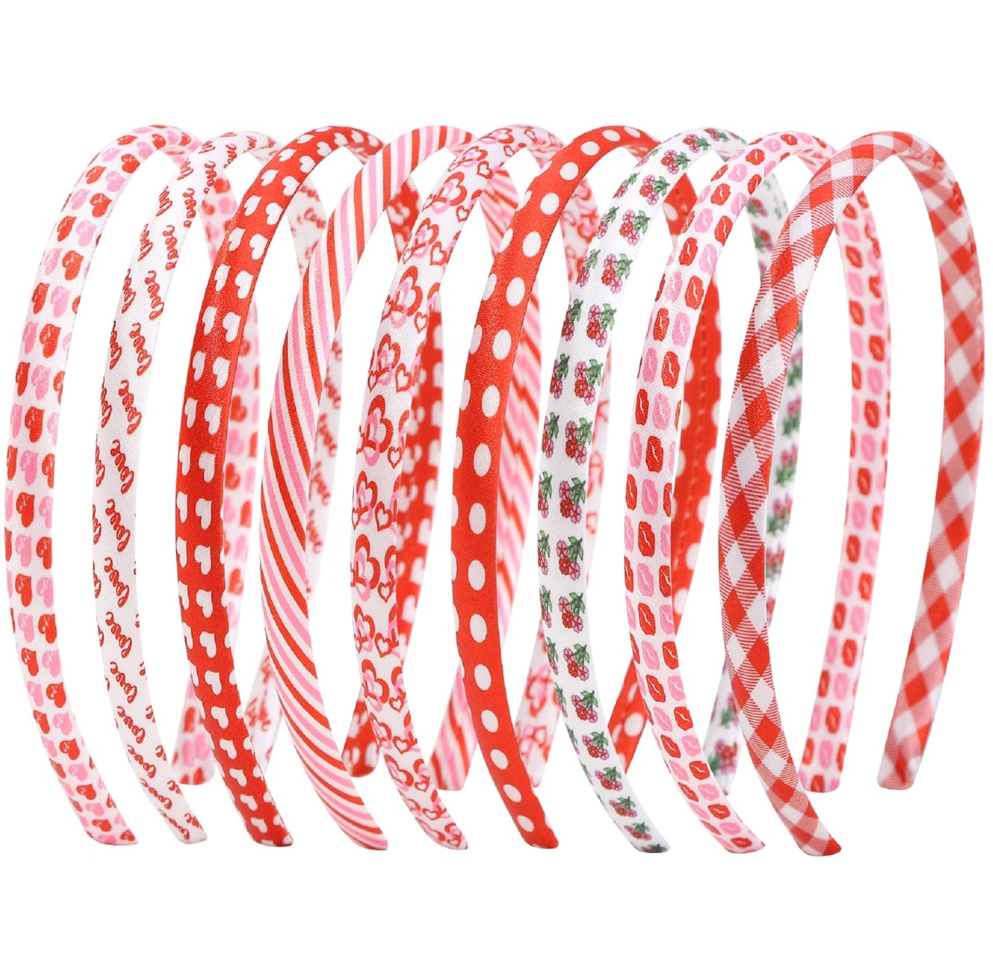 Headbands For Girls 9Pcs Thin Head Bands For Children Skinny Hairbands Heart Headband Toddler Floral Fabric For Kids Party Favor