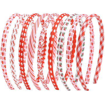 Headbands For Girls 9Pcs Thin Head Bands For Children Skinny Hairbands Heart Headband Toddler Floral Fabric For Kids Party Favor