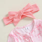 Ayalinggo Valentines Baby Girl Outfit Bowknot Heart Footie Romper Long Sleeve Onesie Newborn Christmas Clothes (Little Pink, 3-6