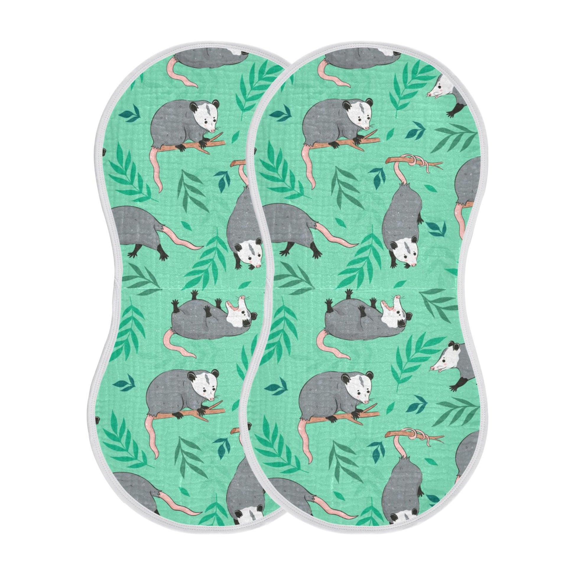 Mazeann Opossum Possum Green Burp Cloths Baby Boys Girls Absorbent Soft Cotton Burping Cloths Rags 2 Pack