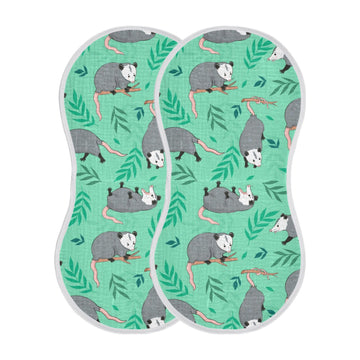 Mazeann Opossum Possum Green Burp Cloths Baby Boys Girls Absorbent Soft Cotton Burping Cloths Rags 2 Pack