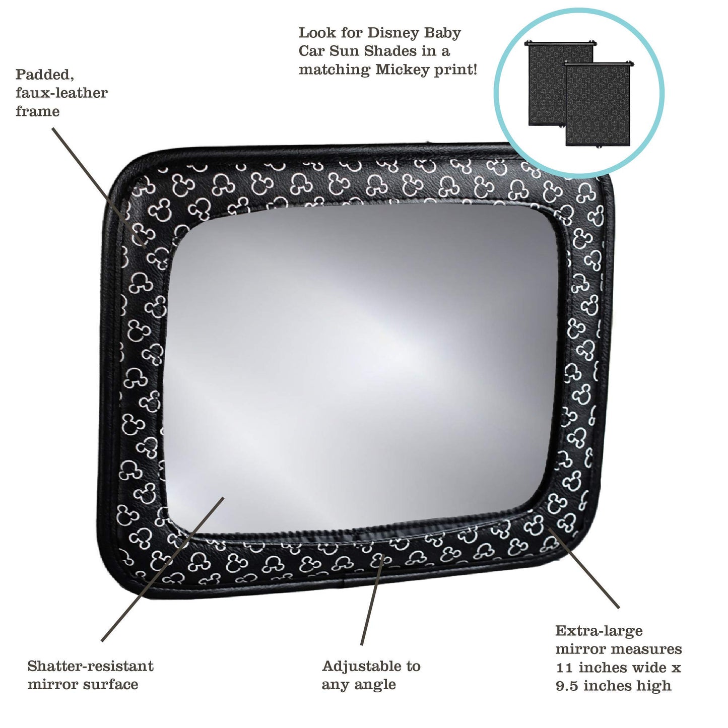 Disney Baby By J.L. Childress Adjustable Baby Car Mirror - For Rear Facing Infant, Child - Wide View, Shatterproof Car Mirror Fo