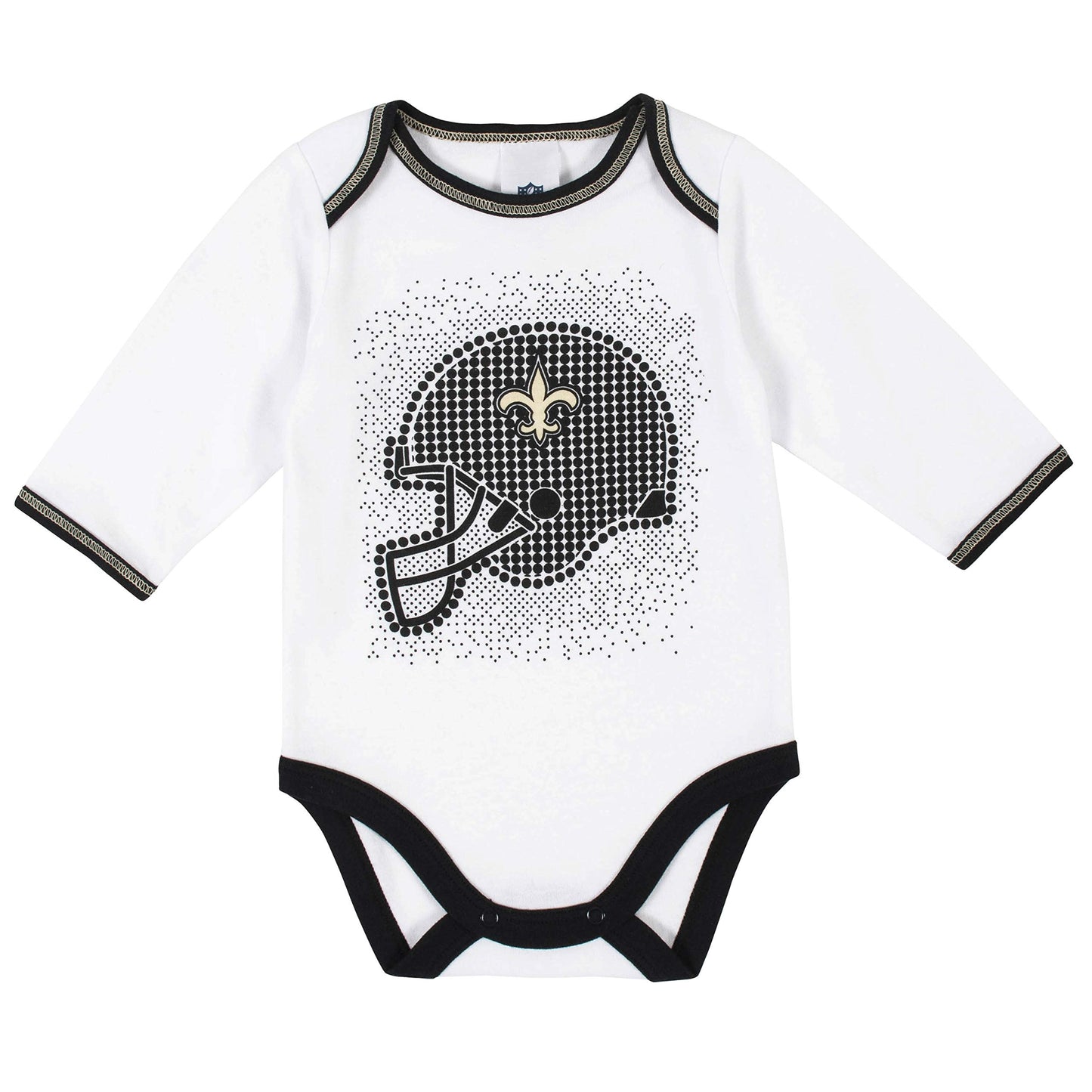 Gerber Nfl New Orlean Saints 3 Pack Bodysuit Footed Pant And Cap Registry Gift Set, Black/White New Orlean Saints, 6-9M