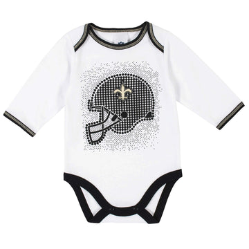 Gerber Nfl New Orlean Saints 3 Pack Bodysuit Footed Pant And Cap Registry Gift Set, Black/White New Orlean Saints, 6-9M