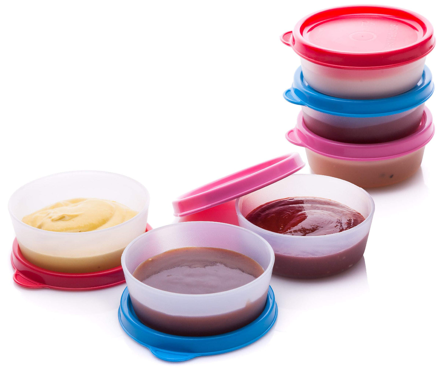 SIGNORA WARE Condiment Containers with Lids- 6 pk. 2.3 oz.Salad Dressing to go Small Food Storage Containers- Sauce Cups Leak pr