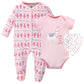 Little Treasure Unisex Baby Sleep And Play, Bodysuit And Bib, Llama Love, 6-9 Months