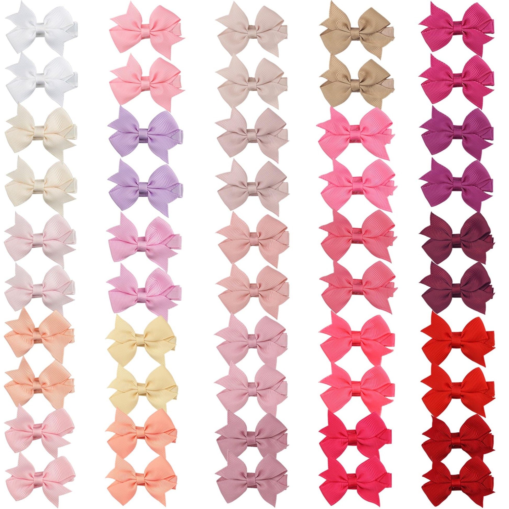Cllot 50Pcs 2Inch Baby Hair Clips - Soft Cotton Fully Lined Tiny Baby Hair Bows Alligator Clips For Baby Girls Infants Toddlers