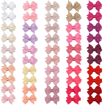 Cllot 50Pcs 2Inch Baby Hair Clips - Soft Cotton Fully Lined Tiny Baby Hair Bows Alligator Clips For Baby Girls Infants Toddlers