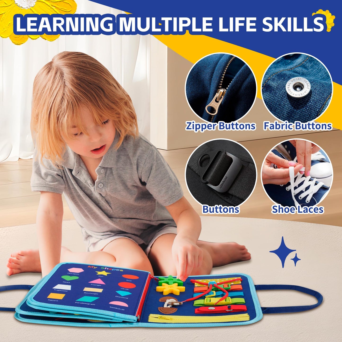 LYLIN Busy Board Montessori Toys for 1 2 3 4 Years Old, Toddler Busy Book Sensory Board, Preschool Learning Educational Activiti