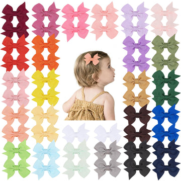 50Pcs 2 Inch Baby Hair Bows Clips For Girls Grosgrain Ribbon Fully Lined Infant Hair Clips Accessories For Baby Girls Newborns T