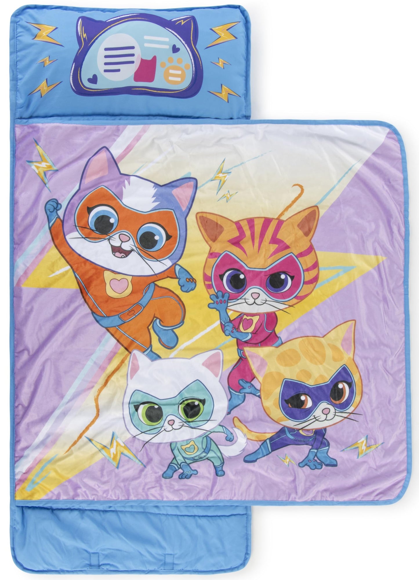 Jay Franco Kids Nap Mat Cartoon Embedded Pillow & Blanket - Soft 46x20Microfiber Sleeping Bag with Name Tag & Handle for School,