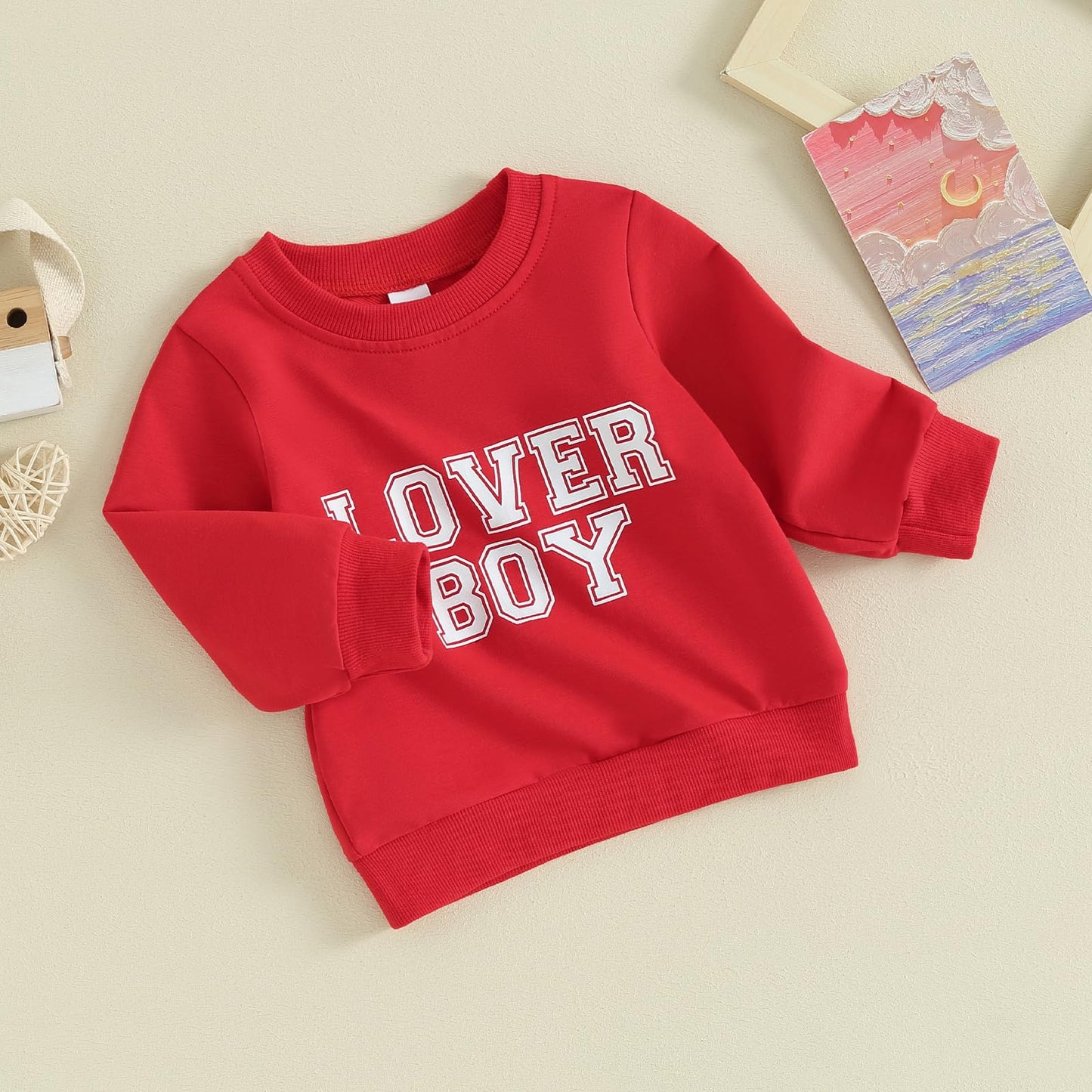 Jlkgicf Toddler Girl Boy Valentines Day Outfit Lover Boy Sweatshirt Crewneck Long Sleeve Pullover Baby Valentine'S Clothes(Red L