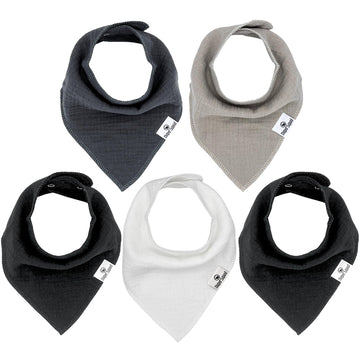 Diapersquad'S 5-Pack Baby Bibs For Drooling And Teething, Bibs For Boys, Baby Girl - Solid Cotton Baby Drool Bibs (Basics - 100%