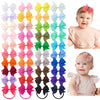 Jollybows 40Pcs Baby Girls Grosgrain Ribbon Hair Bows Headbands 4' Hair Band Hair Accessories For Infants Newborn Toddler