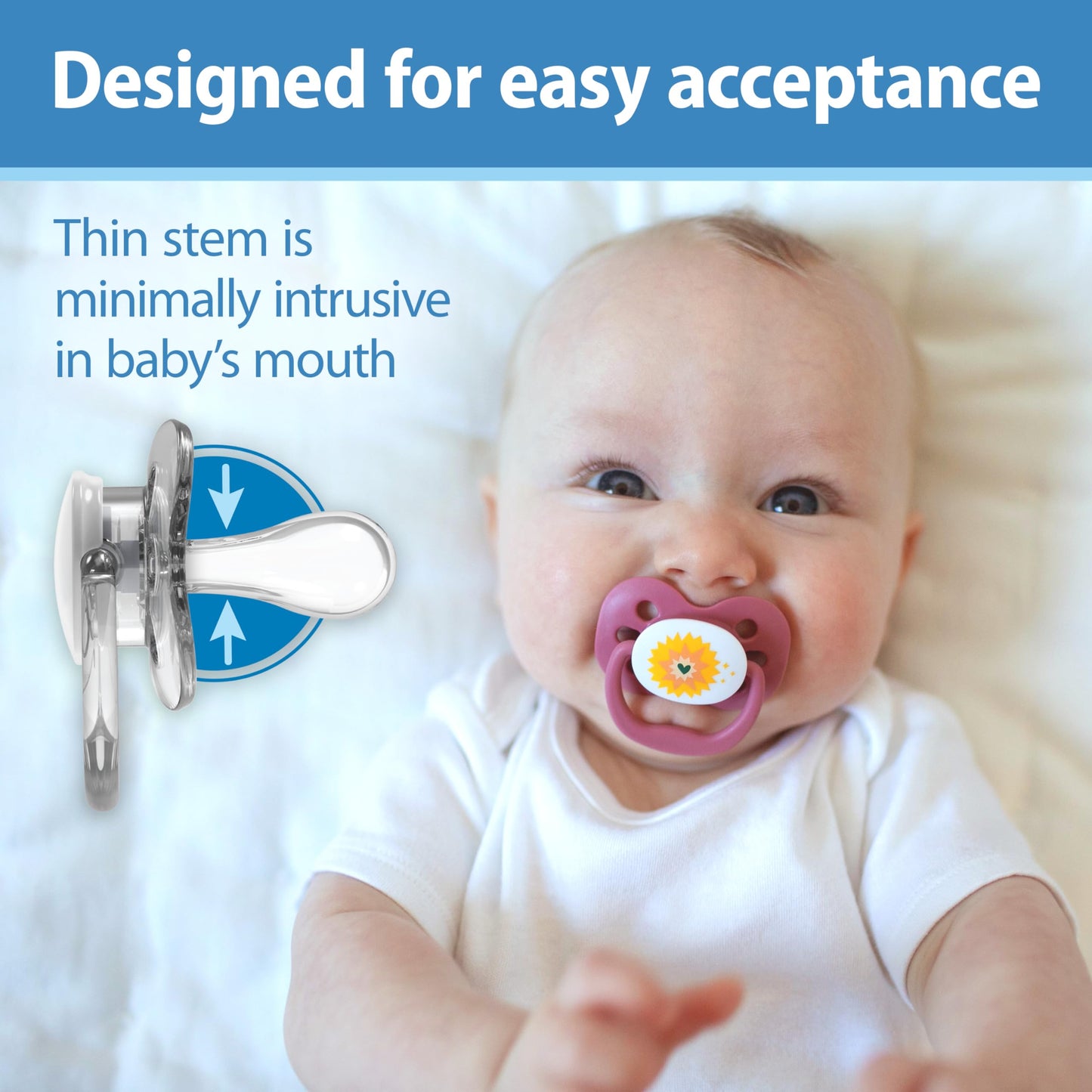 Dr. Brown'S Advantage Baby Pacifier, Fully Symmetrical Soother With Soft Silicone Bulb, 0-6M, Bpa Free, Lavender Love, 2 Pack (S