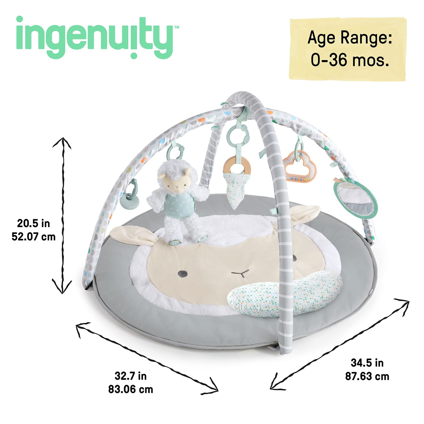 Ingenuity Sheppys Spot Ultra Plush Baby Activity Gym & Tummy Time Mat, Newborn And Up - Corrie