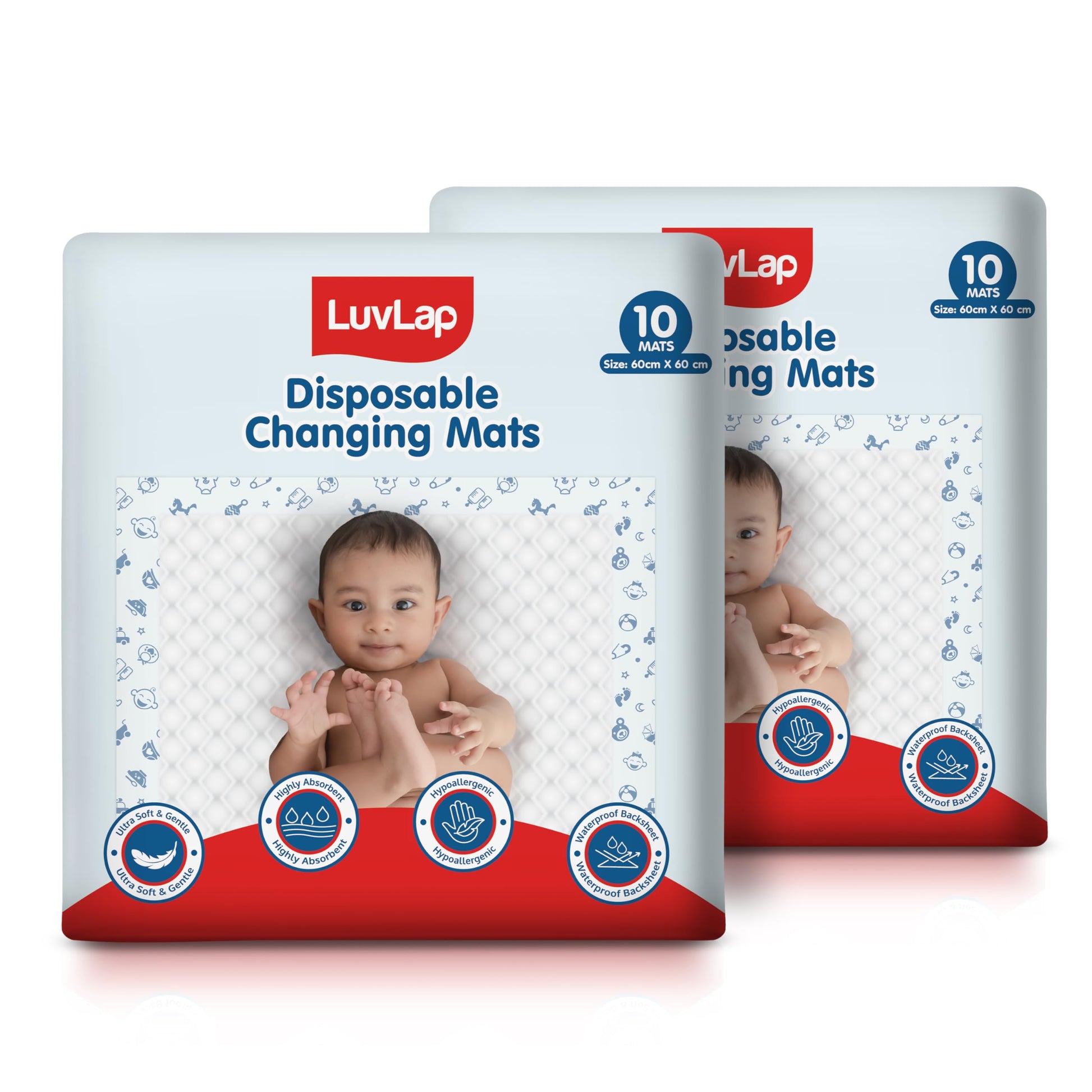 Luvlap Disposable Baby Underpad Cum Changing Mats, 20 Count 60X60 Cm Waterproof Pads For Baby, Breathable Underpads Act As 100% 