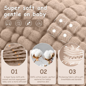 Looxii Muslin Burp Cloths 100% Cotton Muslin Cloths Large 20''X10'' Extra Soft And Absorbent 6 Pack Baby Burping Cloth For Boys