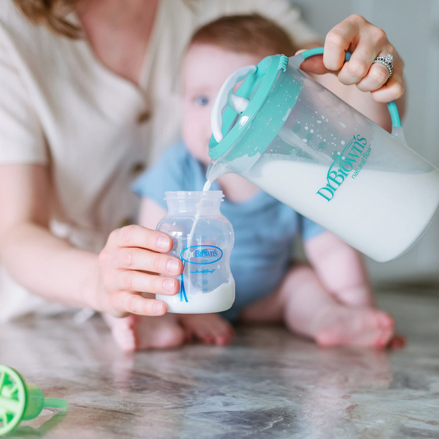 Dr. Brown'S Baby Formula Mixing Pitcher With Adjustable Stopper, Locking Lid & No Drip Spout, Teal, Bpa Free, 36Oz, 1 Pack