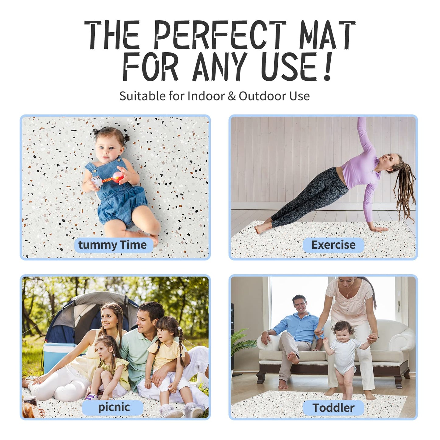 Yay Mats Stylish Extra Large Baby Play Mat. Soft, Thick, Non-Toxic Foam Covers 6 Ft X 4 Ft. Expandable Tiles With Edges Infants