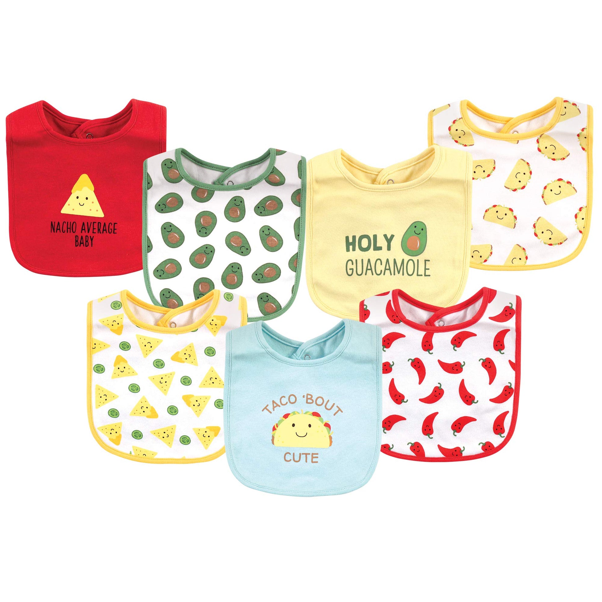 Hudson Baby Unisex Baby Cotton Bibs, Tacos, One Size