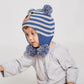 Langzhen Toddler Kids Infant Winter Hat,Earflap Knit Warm Cap Fleece Lined Beanie For Baby Boys Girls (Bear-Blue+Grey 6-12 Month