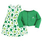 Hudson Baby Baby Girls Cotton And Cardigan Set Casual Dress, Shamrocks, 4T Us