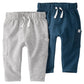 Carter'S Baby 2-Pack Organic Cotton Pants (Various Fabrications), Navy/Heather, 9 Months