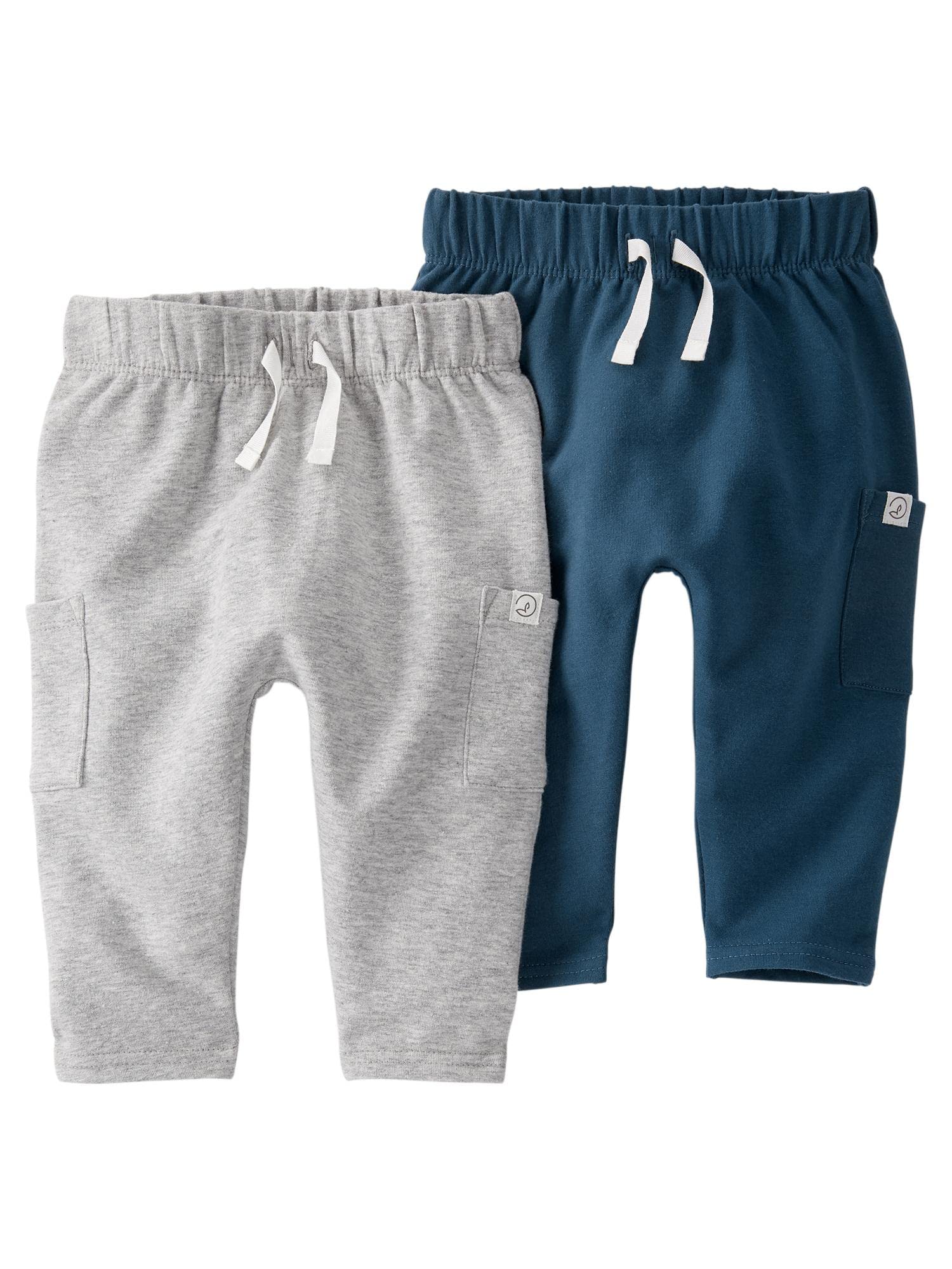 Carter'S Baby 2-Pack Organic Cotton Pants (Various Fabrications), Navy/Heather, 9 Months